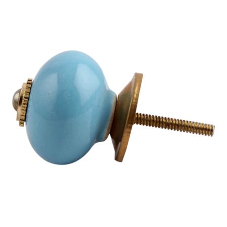 Sky Blue Golden Fitting Ceramic Cabinet Knob